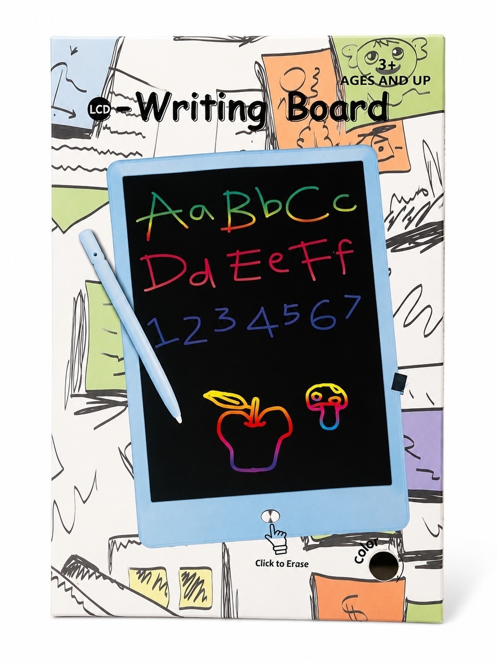 E-Writing 8.5” Color Drawing Board Reusable Kids Learning Pad w Stylus